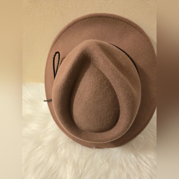 Women's Summer & Rose Wool Fedora Hat with Beige With black Trimming - Picture 5 of 16